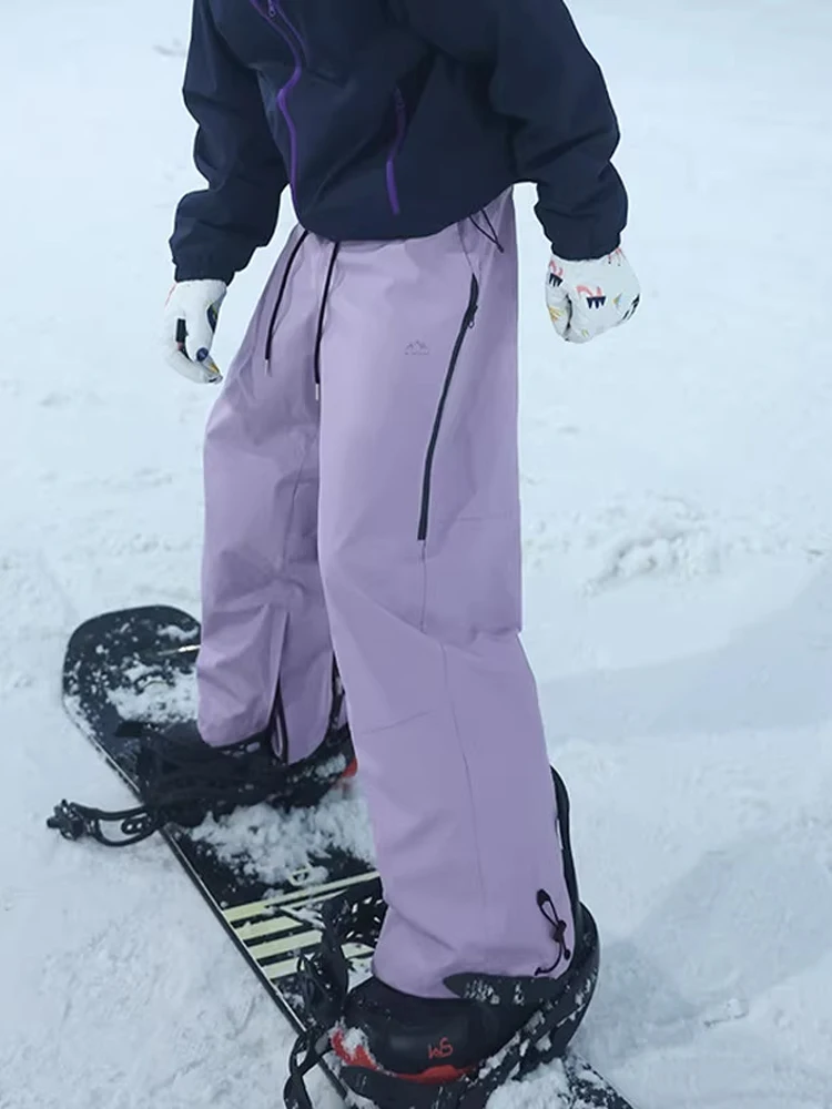 

Уличные водонепроницаемые ветрозащитные лыжные брюки на подкладке Fce для мужчин и женщин, фиолетовые функциональные прямые брюки с прямыми штанинами для холодной погоды