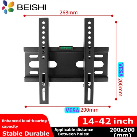 대부분의 14-42인치 LED, LCD 및 플라즈마 평면/곡선 TV용 BEISHI TV 벽걸이 고정 Max VESA 200X200 범용 TV 브래킷