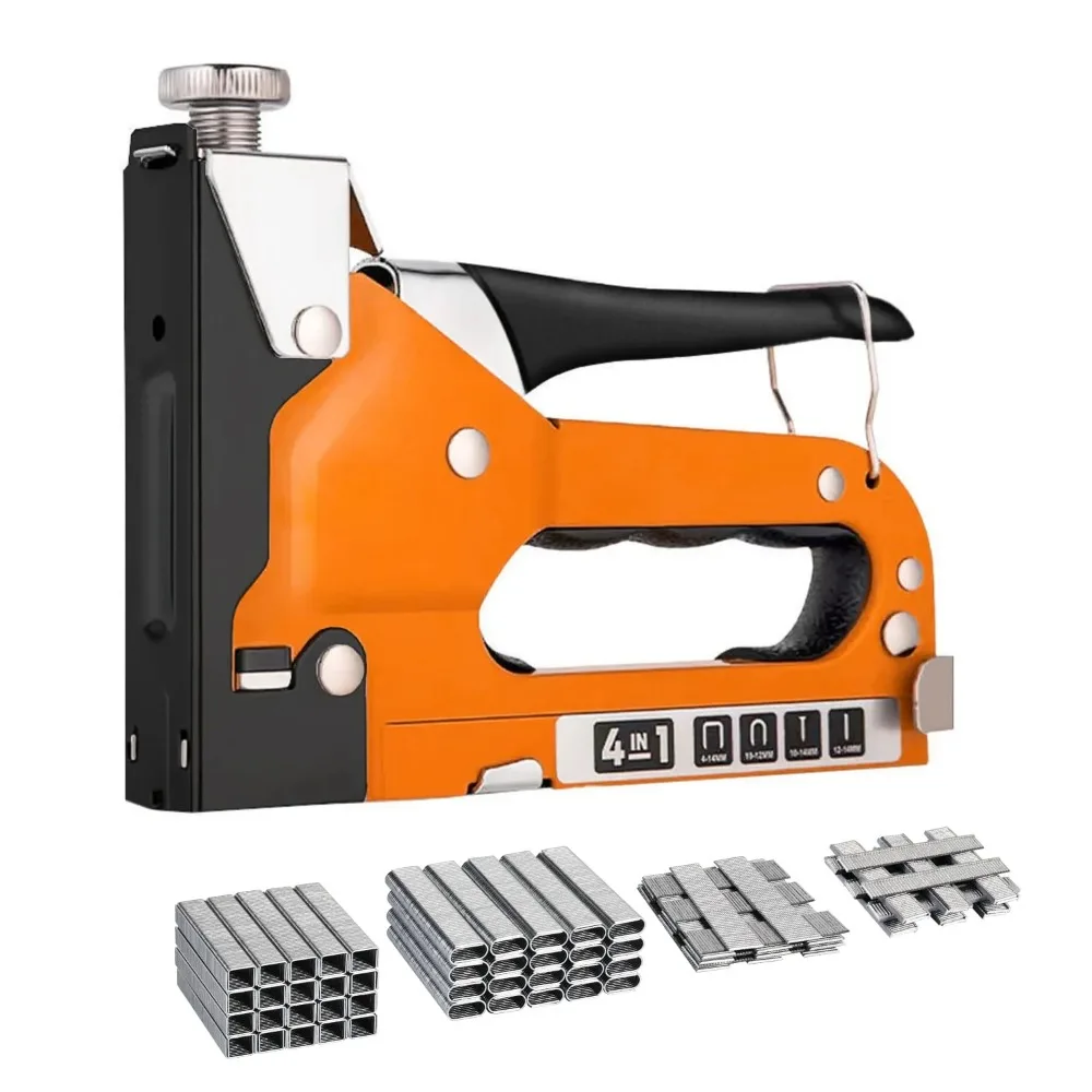 

Upholstery Staple Gun Heavy Duty 4-in-1 Stapler Gun with 800 Staples Manual Power Adjustment Stapler for Wood Crafts Carpentry