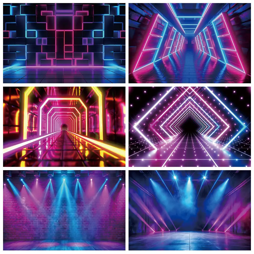 أضواء النيون عيد ميلاد خلفية مستقبلية النمط الإلكتروني 80's 90's ديسكو روك مرحلة أفلام الألعاب الكبار التصوير خلفية #1