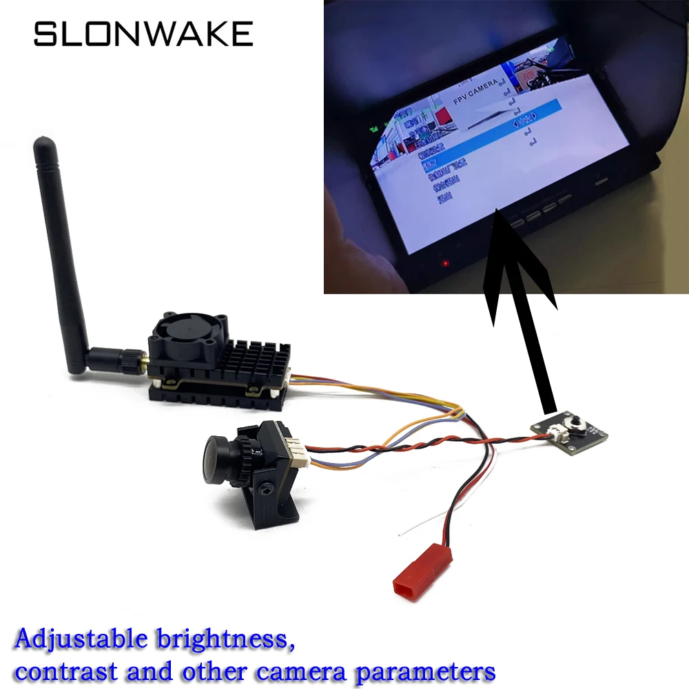 SLONWAKE 5.8GHz 48CH 2000mW adjustable FPV Transmitter Camera and IPS HD 600cd/m2 Screen 7 INCH Monitor for RC Car Parts