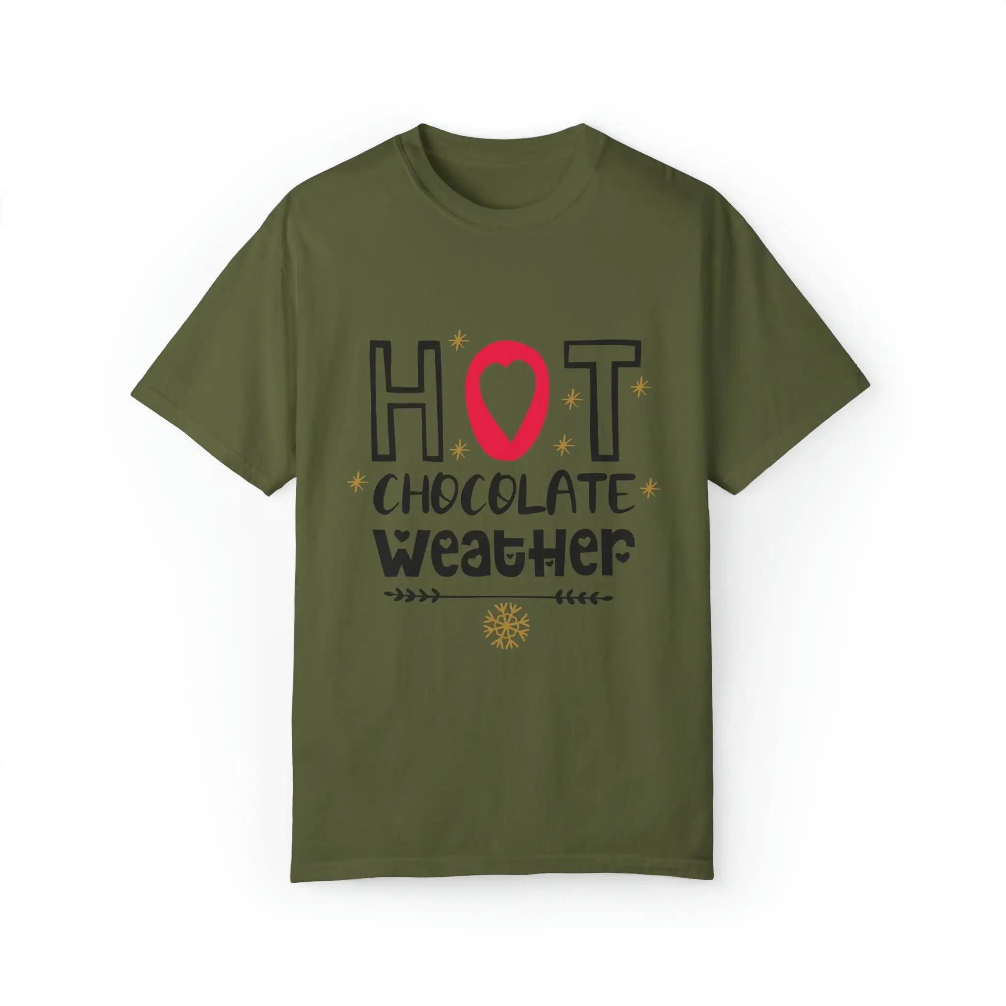 Cocoa Coziness Delight 'Hot Chocolate Weather' Print T Shirt Holiday Sayings Custom Personalized For Christmas