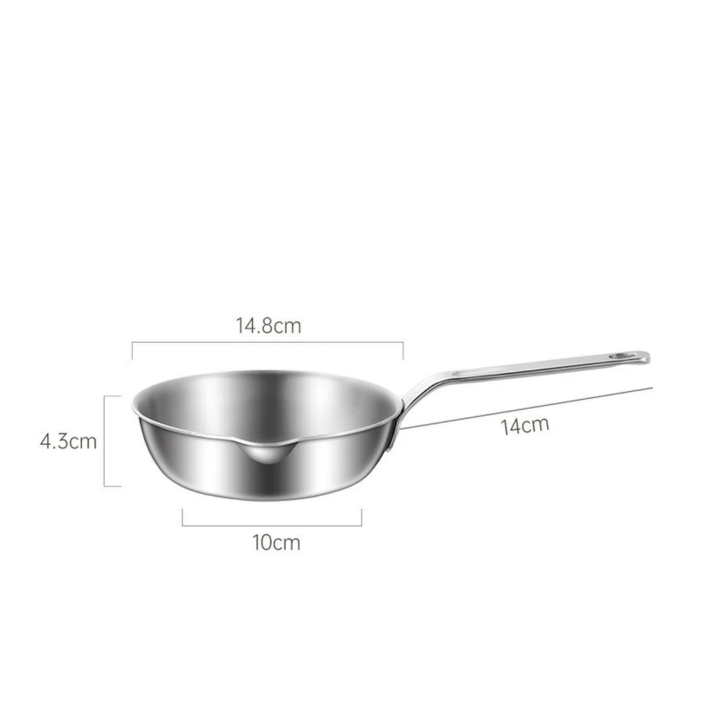 Stainless Steel Portable Frying Pan 12CM 14CM 16CM with Spout for Omelets Sauces Butter and Light Cooking Tasks