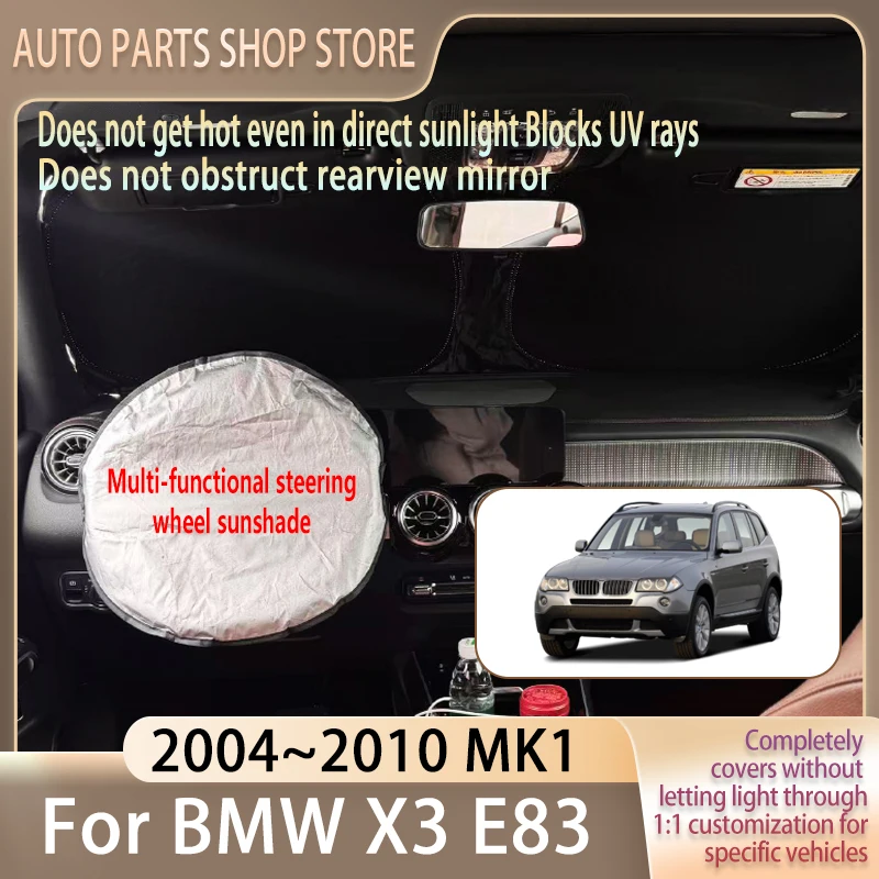 

For BMW X3 E83 2004~2010 09 Steering wheel Car Sun Visor Summer Cooling Auto Accessories Front Windshield Sunshade Heat Insulati