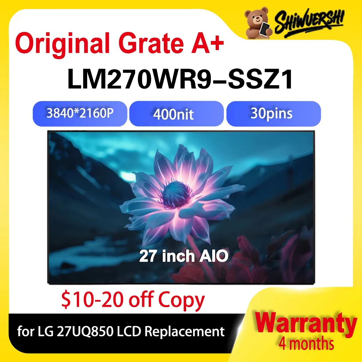 

27-дюймовый новый оригинальный ЖК-экран, модель LM270WR9-SSZ1 LM270WR9 SSZ1 для LG27UQ850 IPS UHD 3840*2160 LM270WR9(SS)(Z1)