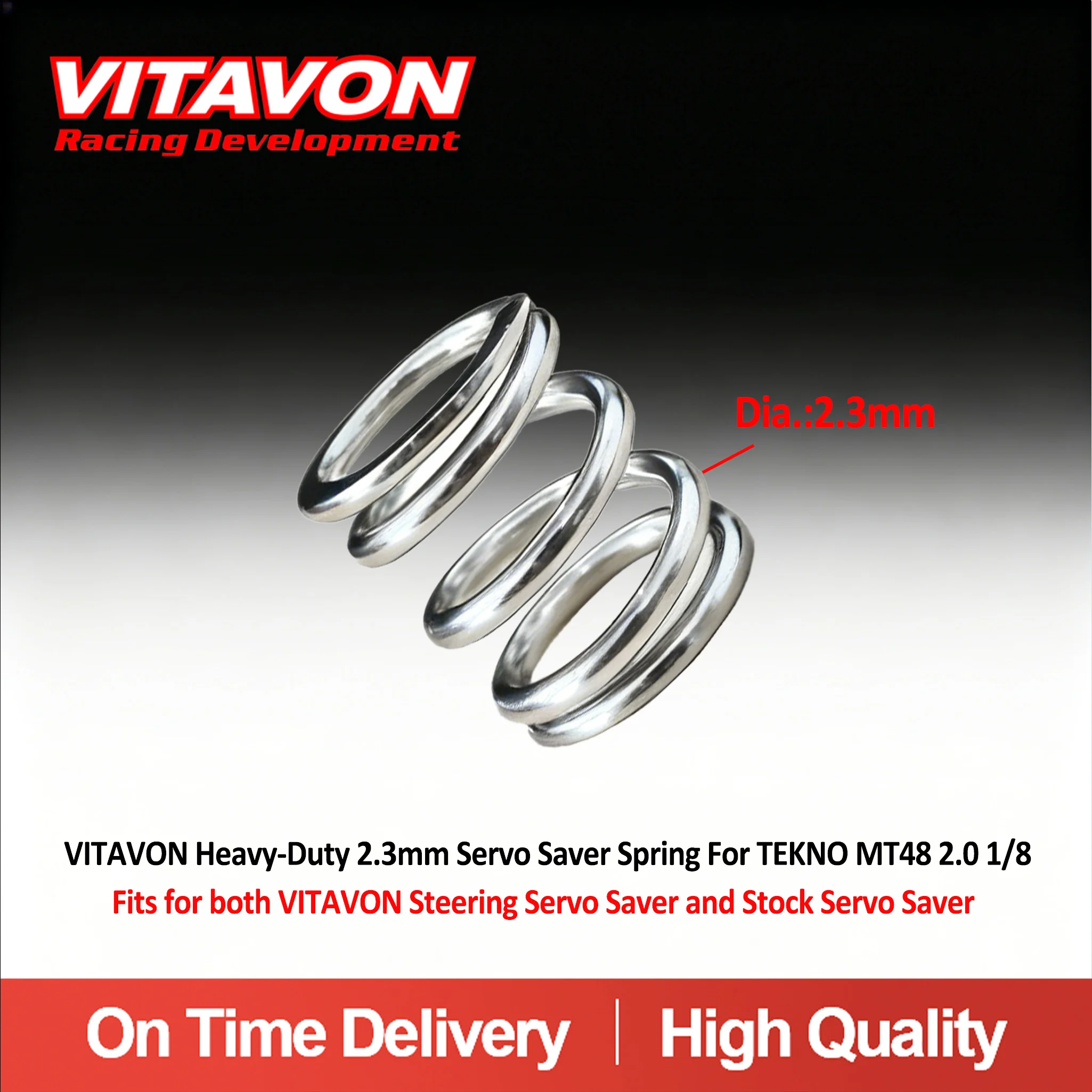 VITAVON CNC Alu7075 Lenkklingelkurbel mit robuster Servo-Saverfeder für TEKNO MT48 2.0 1/8