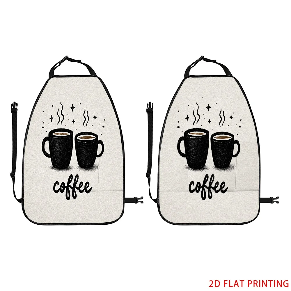 2D Plane Printing 2pcs Backseat Protector Seat Covers Decoration Anti-Dirt Pad With Coffee Cups And Stars, Designed To Keep Your