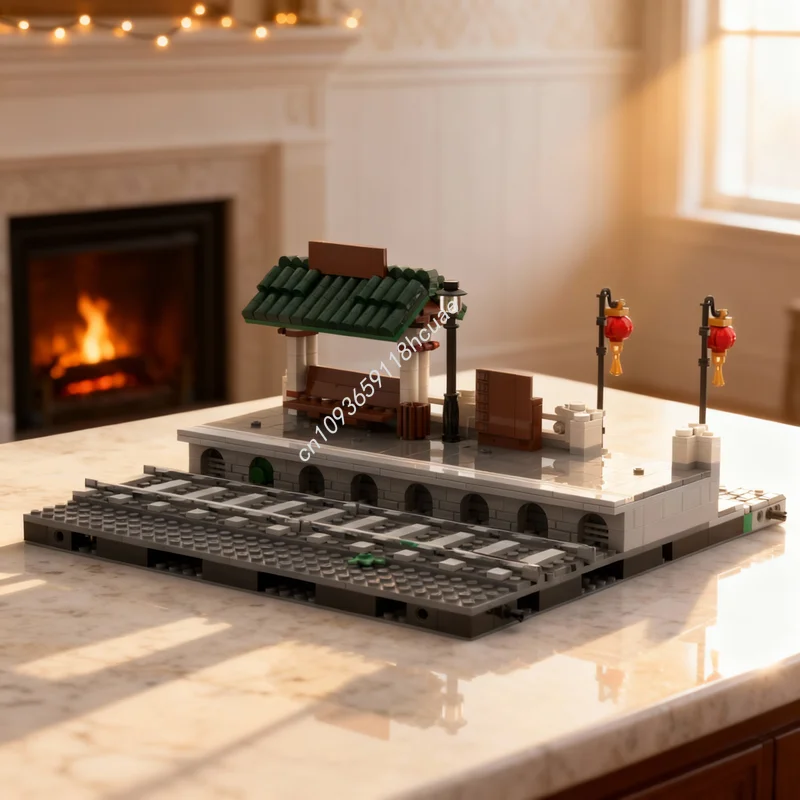 

681pcs MOC City Trains Modular Streetscape Trainstation Side Model Building Blocks Toys Architecture Festival Gifts Idea