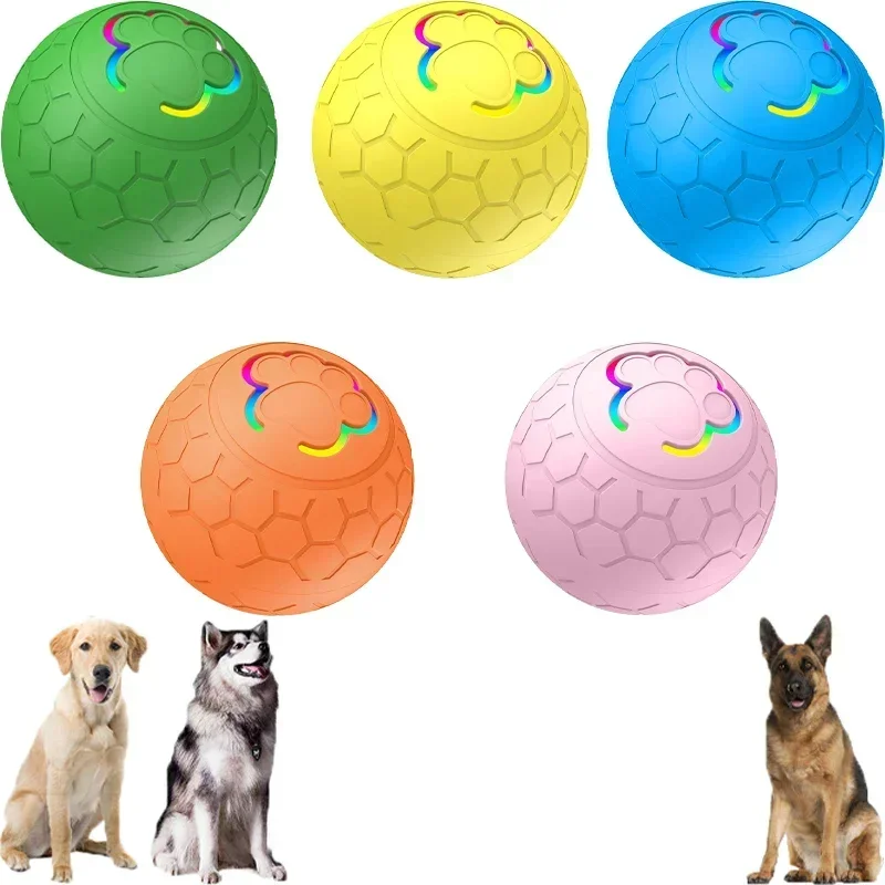 Bite and Wear-resistant Color Dog Smart Toy Ball Remote Control Flashing Rolling Jumping Rotating Waterproof Dog Chew Toy Ball