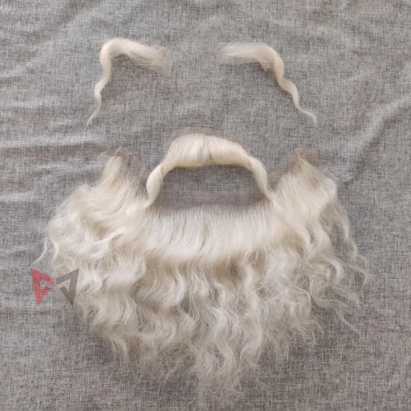 New Santa Claus Beard Synthetic Eyebrow Cosplay Men White Hairpiece Accessories Christmas Gift  High Quality Hand Made