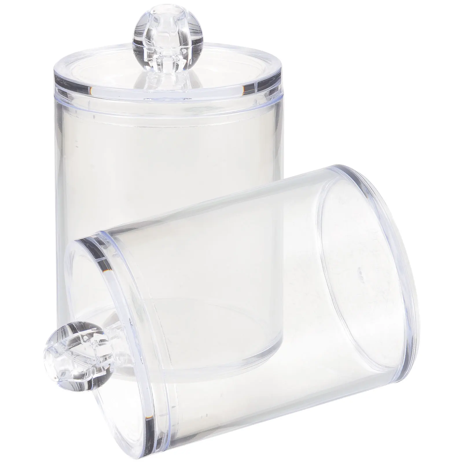 

2Pcs Acrylic Cotton Swab Container Transparent Storage Box Lid Makeup Cotton Pad Organizer Dustproof Makeup Storage Case