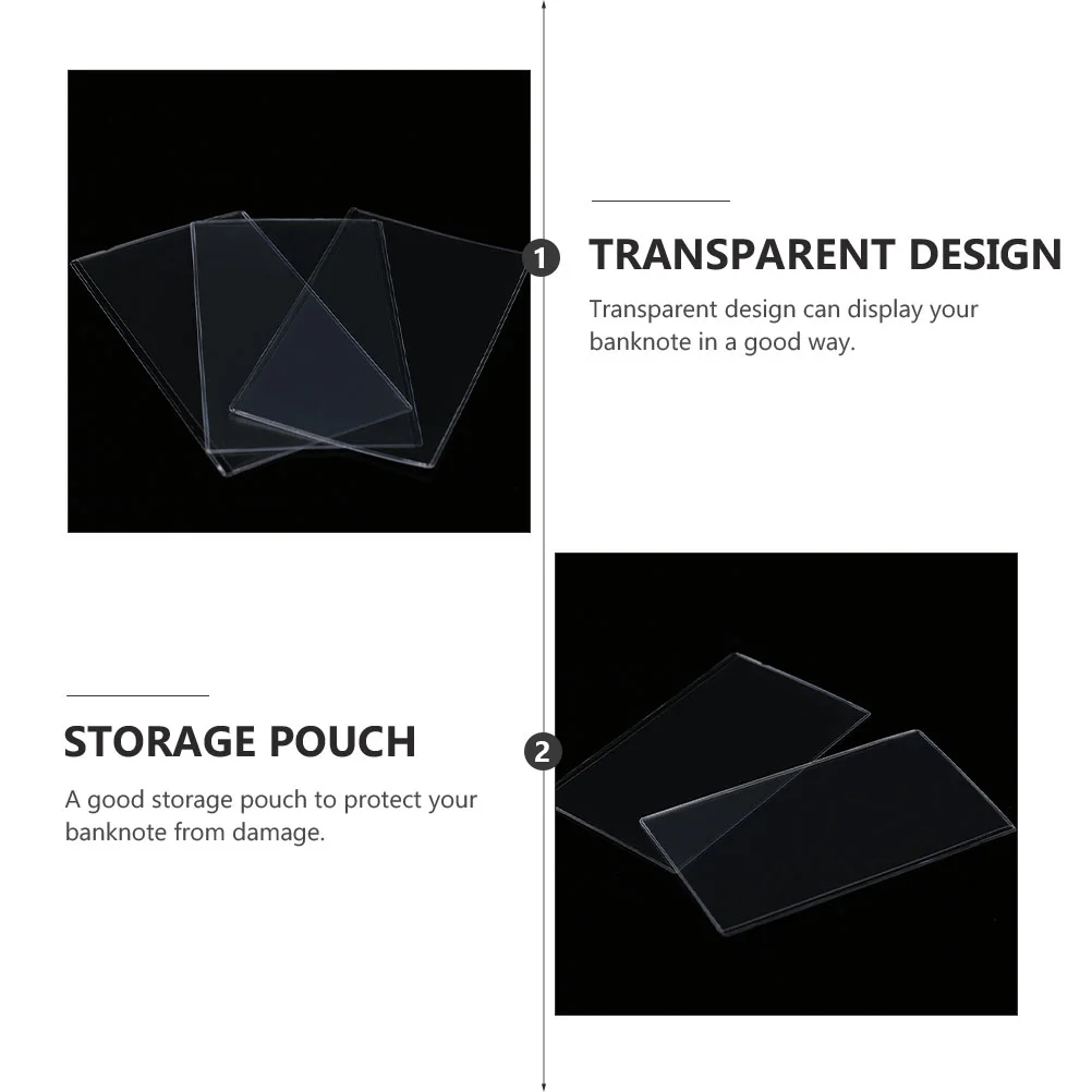 20 قطعة حقيبة المال الورقية أصحاب واضحة مشبك الصلب ختم واقية الأوراق النقدية التذكارية البلاستيكية غطاء بلاستيكي أكياس التخزين