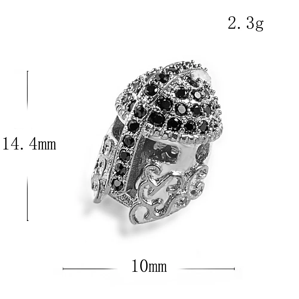 8PCS Knight Helmet Space Beads for Making Jewelry Bracelet Metal Brass Micro Pave Crystal Geometry  CZ Rhinestone Accessories