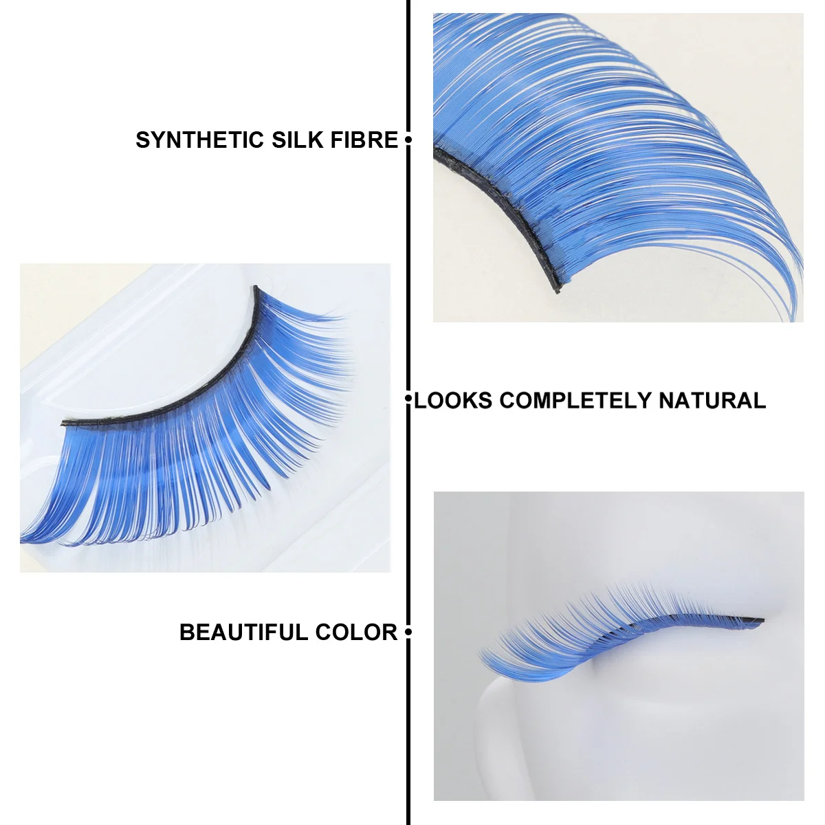 

2Pairs Blue False Eyelashes Vivid Glitter Curved Reusable for Halloween Cosplay Party Night Out Photography Performance