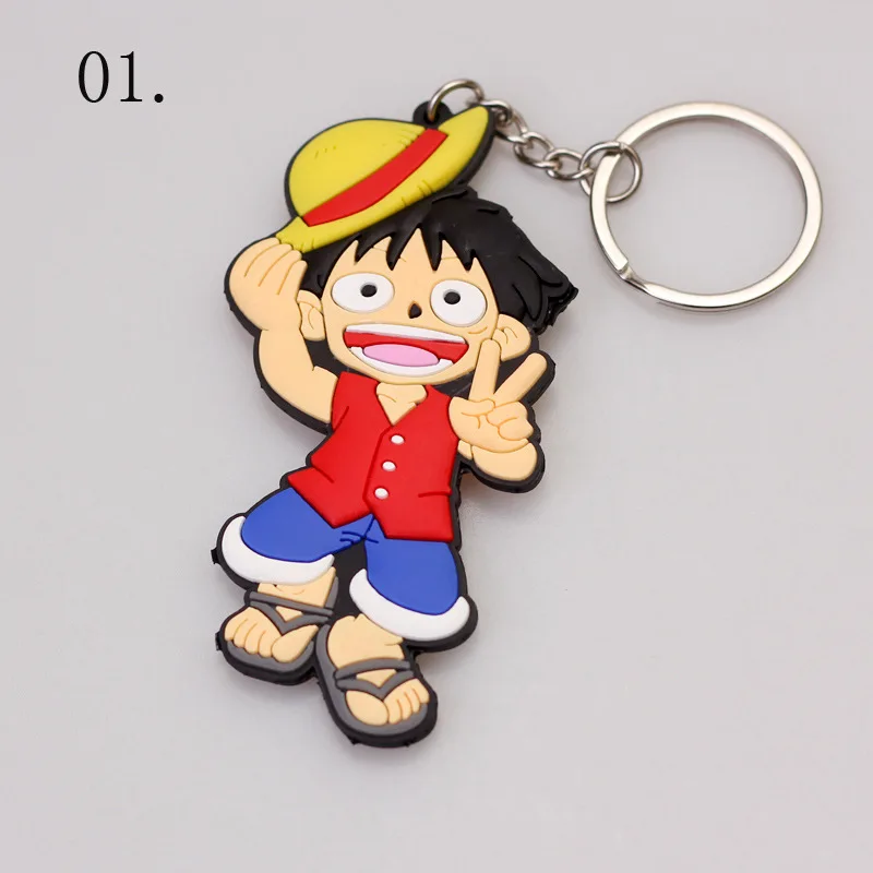 One Piece Figure Cartoon Keychain Bandai Monkey D Luffy Cartoon Character Ornament Key Bag Roronoa Zoro Car Keyring for Gifts