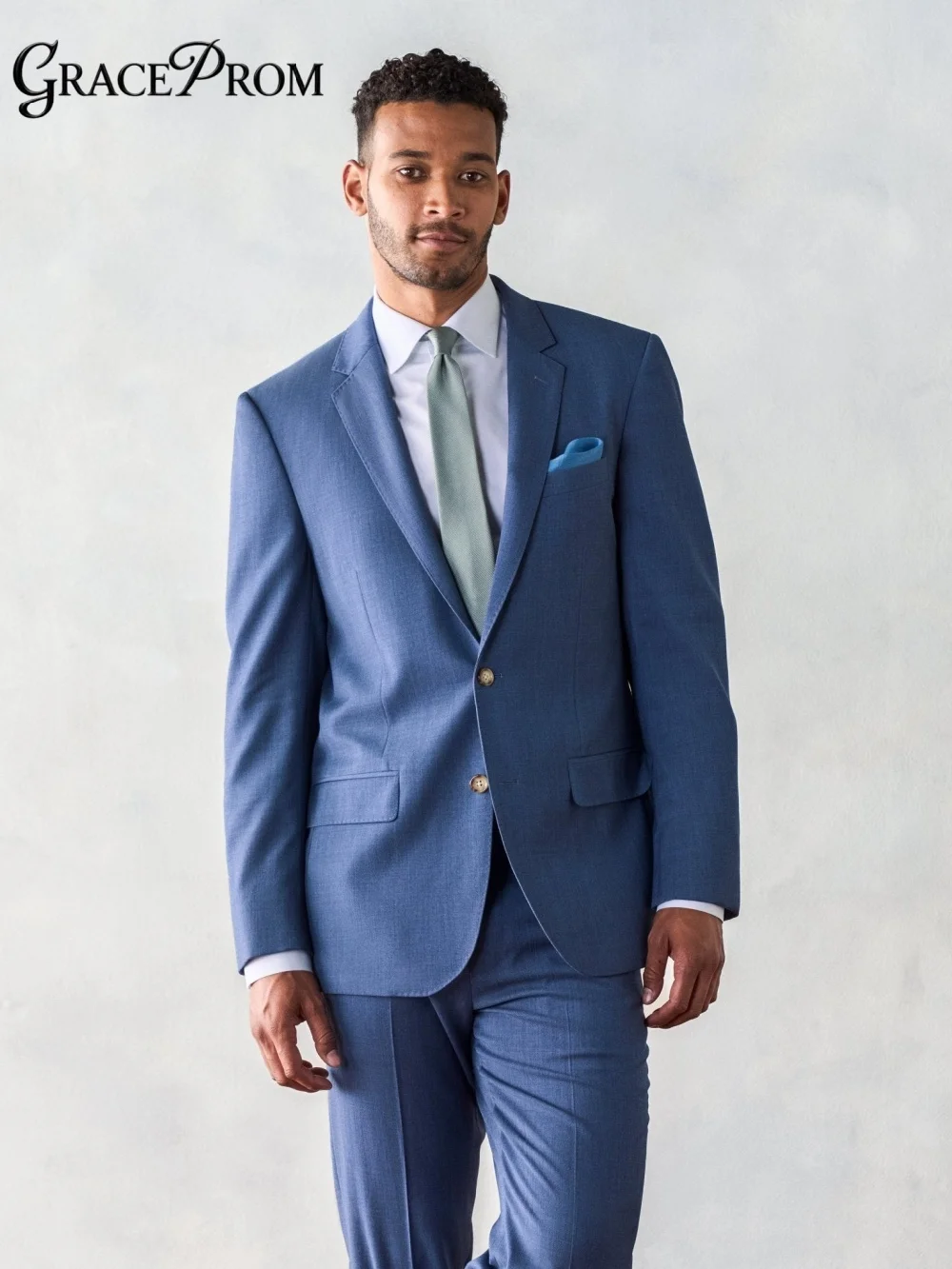 

Premium Light Blue Notch Lapel Men's 2-Piece Suit 2026 Timeless Slim Fit Formal Business Wedding Jacket Pants Set Customizable