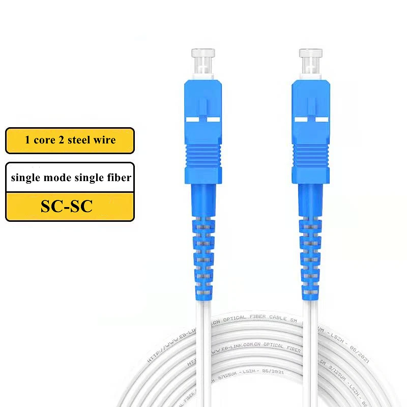 HTOC Fibra Óptica Patch Cable, Singlemode, Simplex, SC, UPC para SC, UPC, Interior, Gota, FTTH, Branco