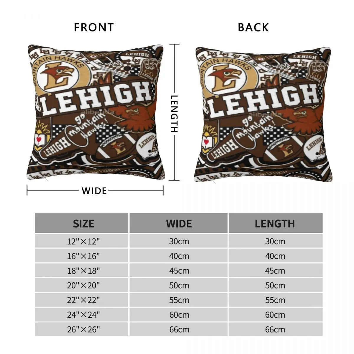 Lehigh University Collage Pillowcase Polyester Linen Velvet Pattern Zip Decor Pillow Case Bed Cushion Cover