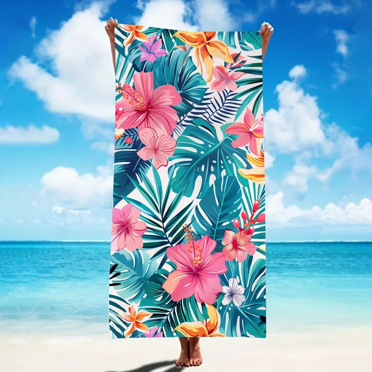 Floral Paradise Beach Towel: Dive into Summer Vibes! Suitable for towels, bath towels, beach towels