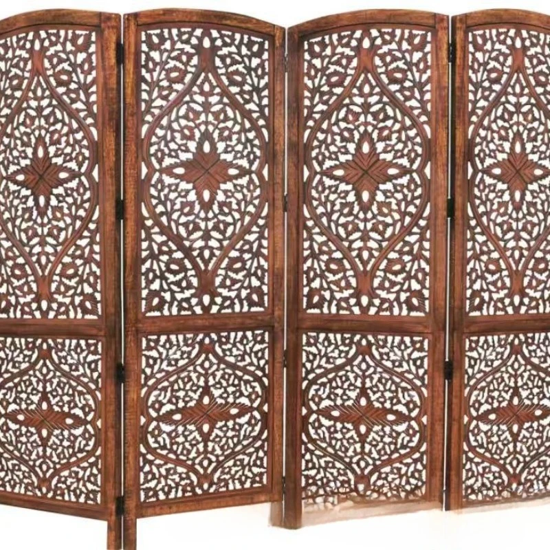 

Solid wood Chinese folding screen wall, screen partition living room retro entrance bedroom simple modern mobile foldable