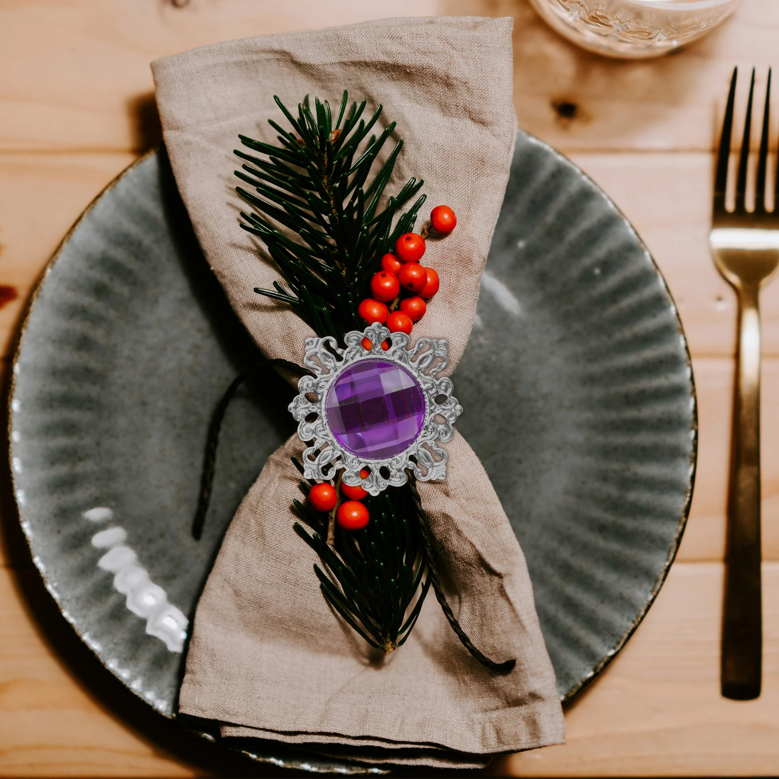 

12pcs Rings Blue Acrylic Iron Dinner Table Decor For Weddings Banquets Parties Formal Events Napkin Holder Dinner Napkin Ring