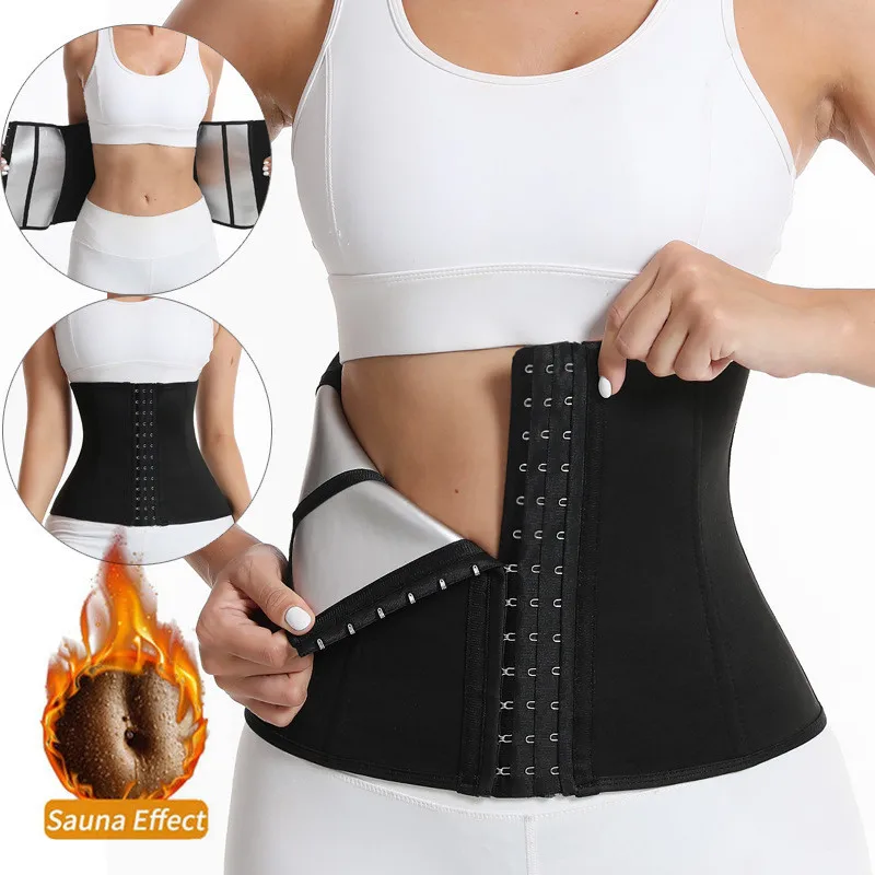 Women's Elastic Sauna Belt Waist Corset Sports Fitness Trainer Waist Tightening Shapewear Sports Yoga Belt Seamless Hooks Waist