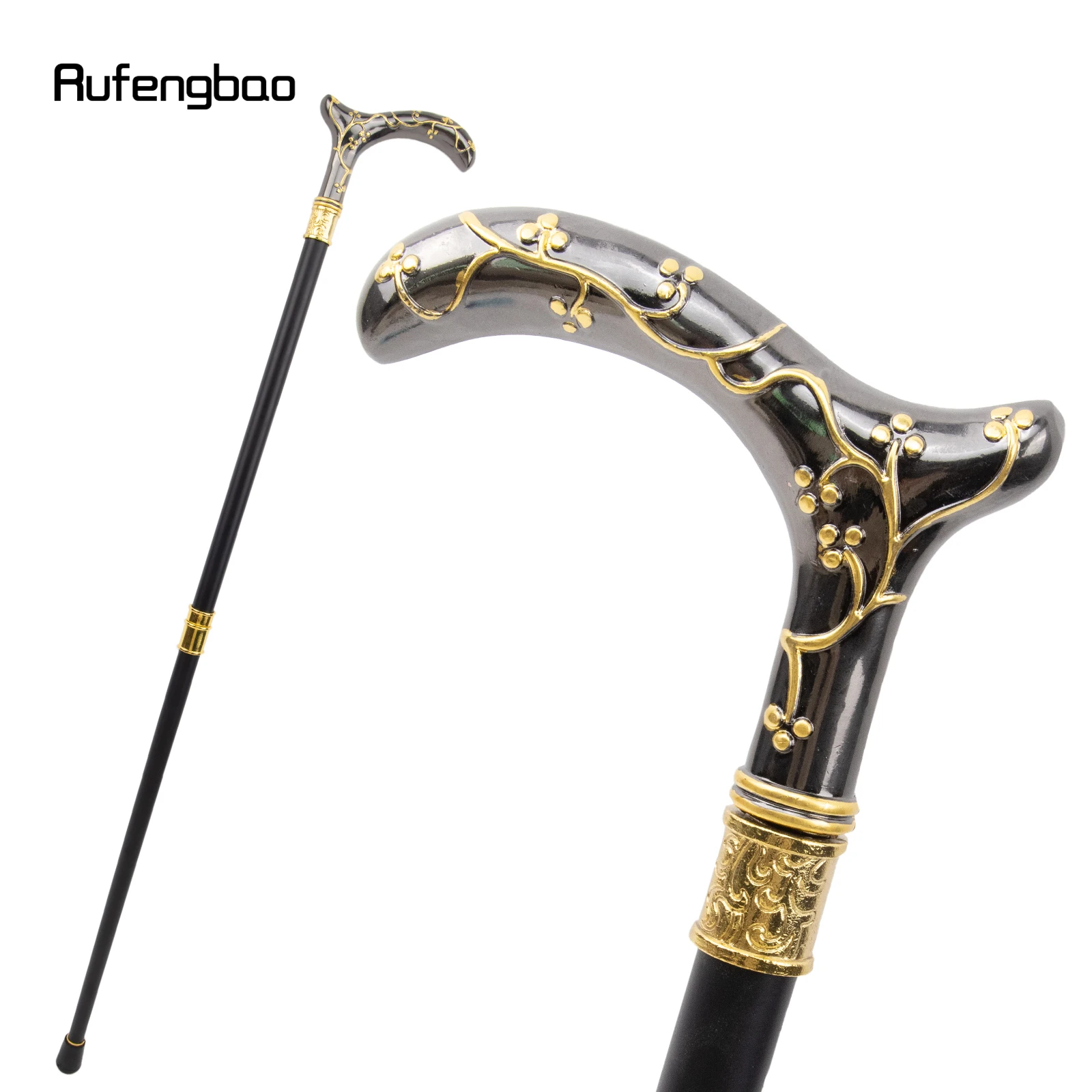 Golden Black Plum Blossom Flower Fashion Walking Stick bastone decorativo Cospaly Vintage alla moda bastone da passeggio Crosier 93cm