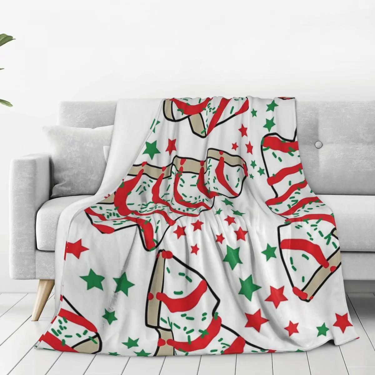 Christmas Tree Snack Cakes Blanket Flannel Multi-function Throw Blankets Throw Blanket For Home Bedroom Travel Throws Bedspread