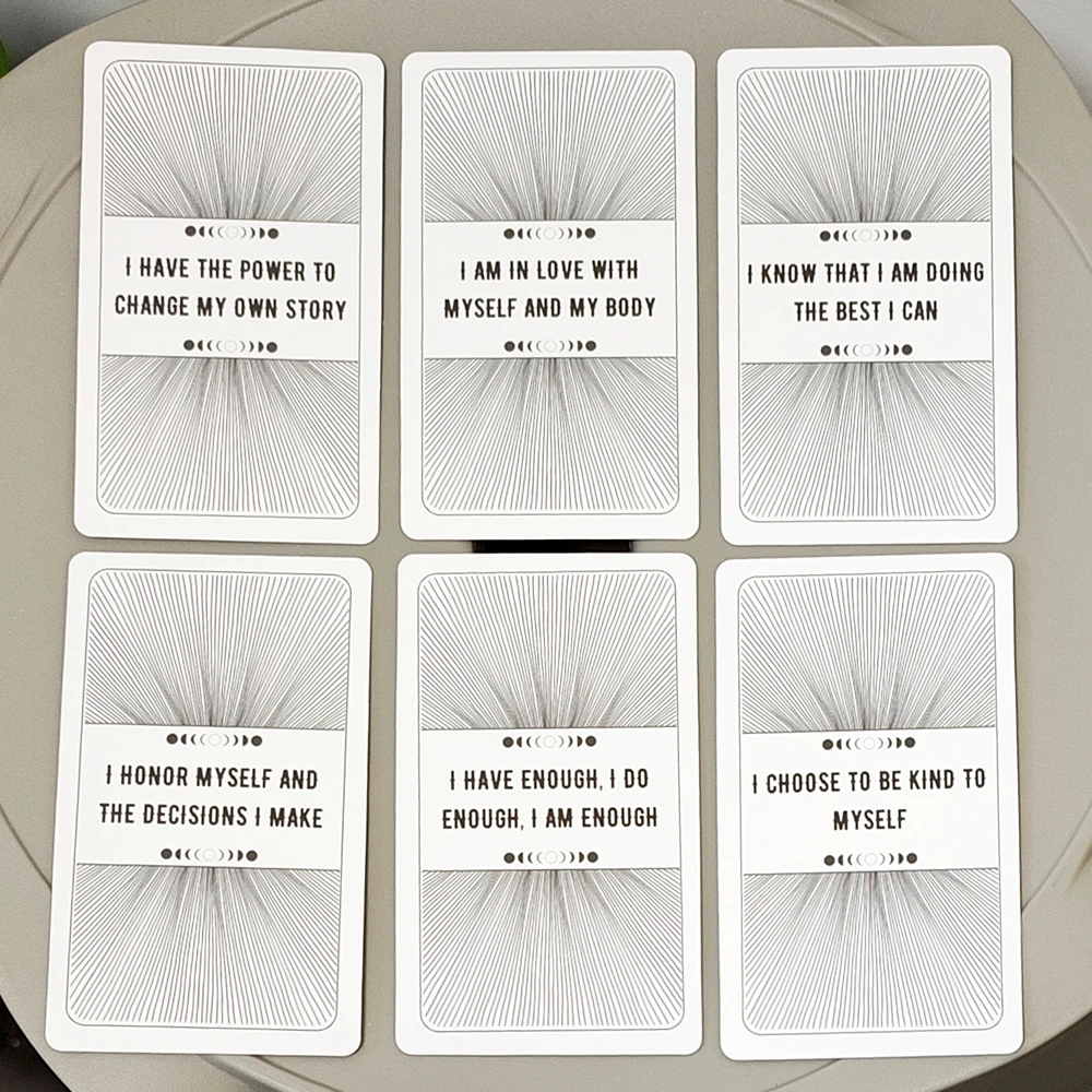 10,3 x 6 cm 54 szt. Kartki z afirmacjami o miłości do siebie dla codziennego inspiracji, manifestacji i uważności - Kartki z pozytywnymi cytatami