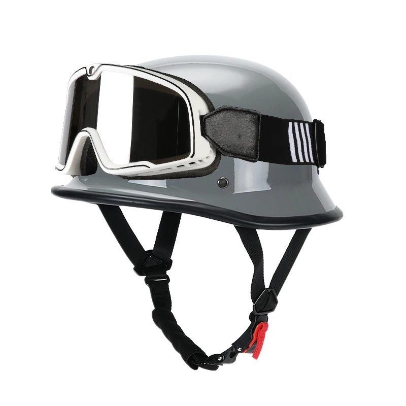 หมวกกันน็อคแบบเปิดหน้าสไตล์เยอรมันย้อนยุค เหมาะสำหรับผู้ใหญ่และเด็ก สวมใส่พร้อมแว่นตาป้องกัน