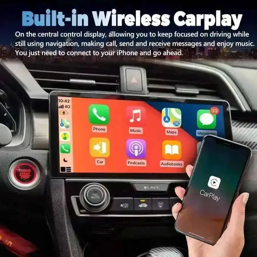 For Honda Civic 2016 2017 2018 2019 2020 2021 CarPlay Autoradio 10.33
