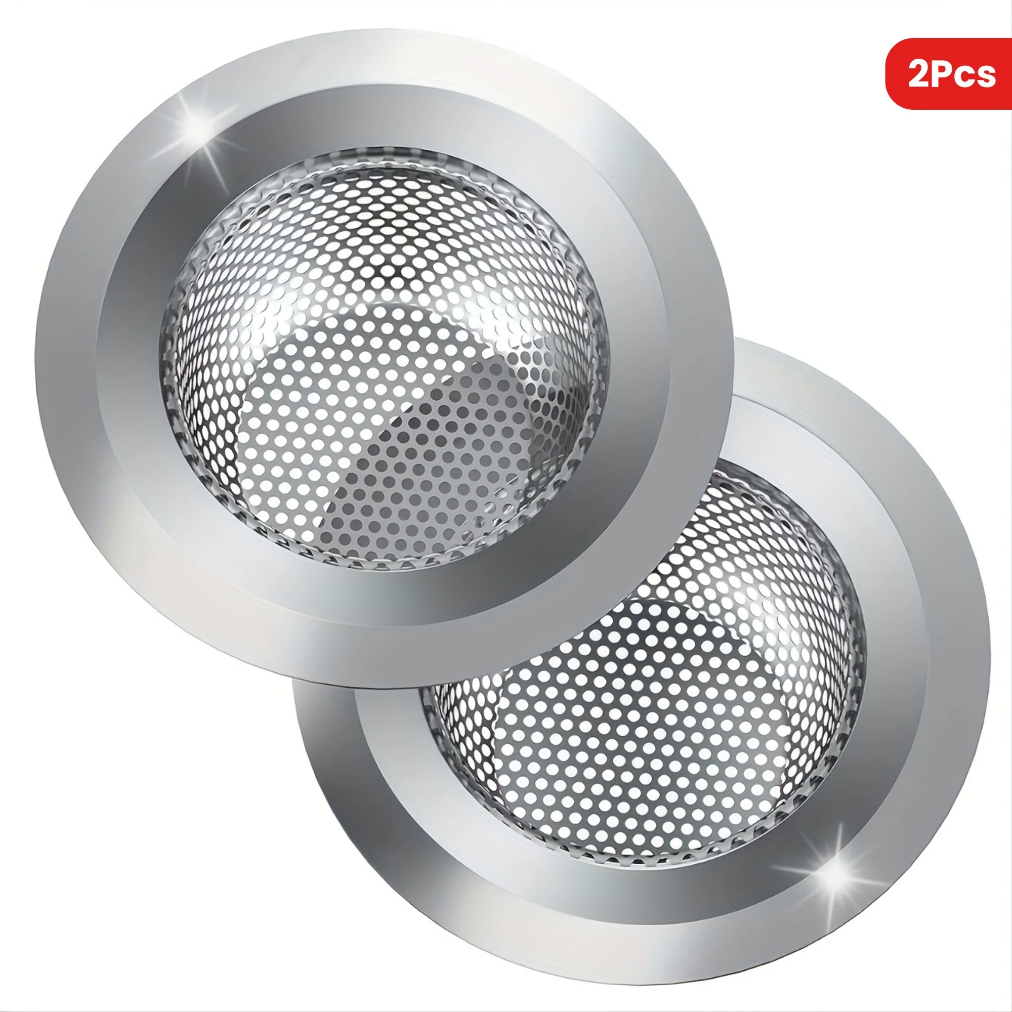 

2pcs 4.5in Stainless Steel Sink Strainer, Wide Edge Kitchen Sink Drain Filter, Food Catcher for Most Sink Drains