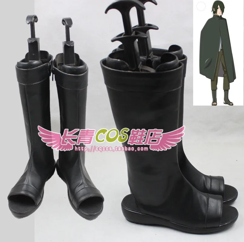 

Обувь для косплея персонажа аниме Учиха Саске, черные ботинки ручной работы, ботинки из искусственной кожи, карнавальные вечерние сапоги для Хэллоуина