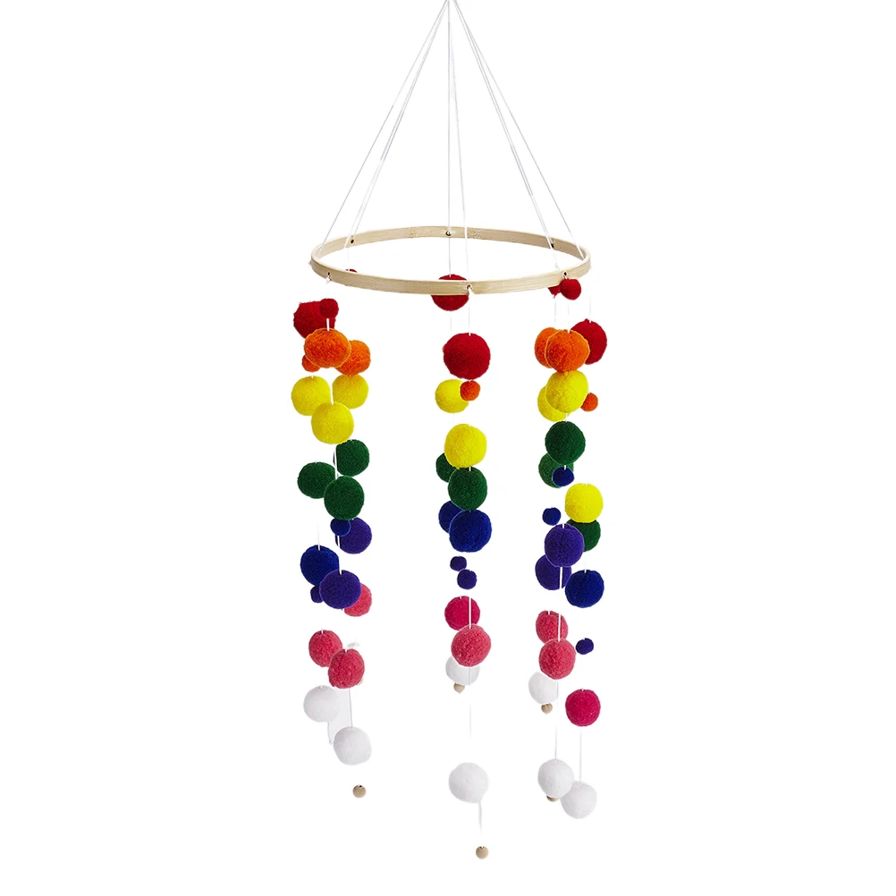Ciondolo palla di pelo da appendere alla parete, decorazione per la casa, soggiorno, camera da letto, appartamento, dormitorio, ornamento, regalo colorato in stile etnico nordico bohémien