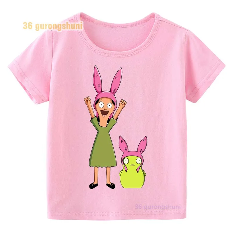 Funny T Shirt For Girls Clothes Short Sleeve bobs burgers Children pink Tshirt Gift Girl clothing Graphic T Shirts Kids t-shirts