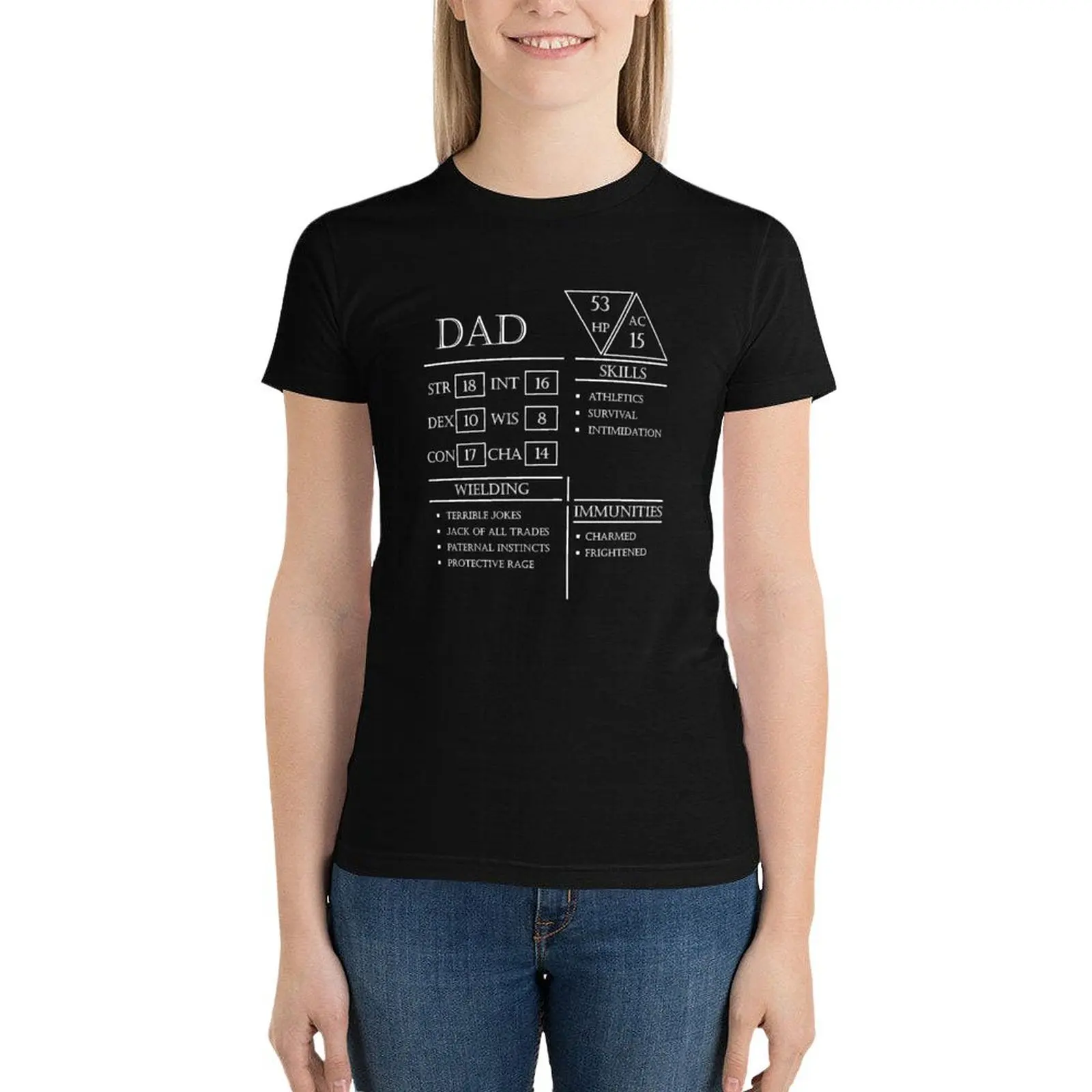 

Dad Stats - Character Sheet - White T-Shirt hippie clothes blanks cute t-shirts for Women