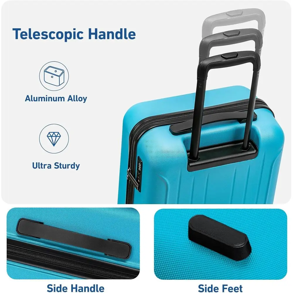 24 Medium Lightweight Hardshell Spinner Suitcase with TSA Lock, Ocean Blue
