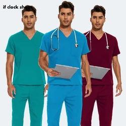 Medico abbigliamento da lavoro Scrub top + pantalone uniforme da infermiera Scrub camicia manica corta top negozio di animali Scrub pantaloni medico infermiera uniforme