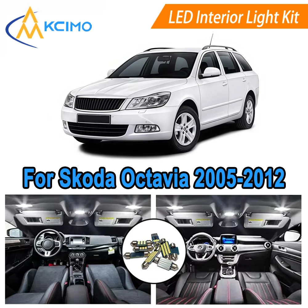 

Cool White 6000K LED Interior Bulbs For Skoda Octavia MK2 1Z A5 (2005-2012) Dome Map Door Lights Replacement Plug and Play