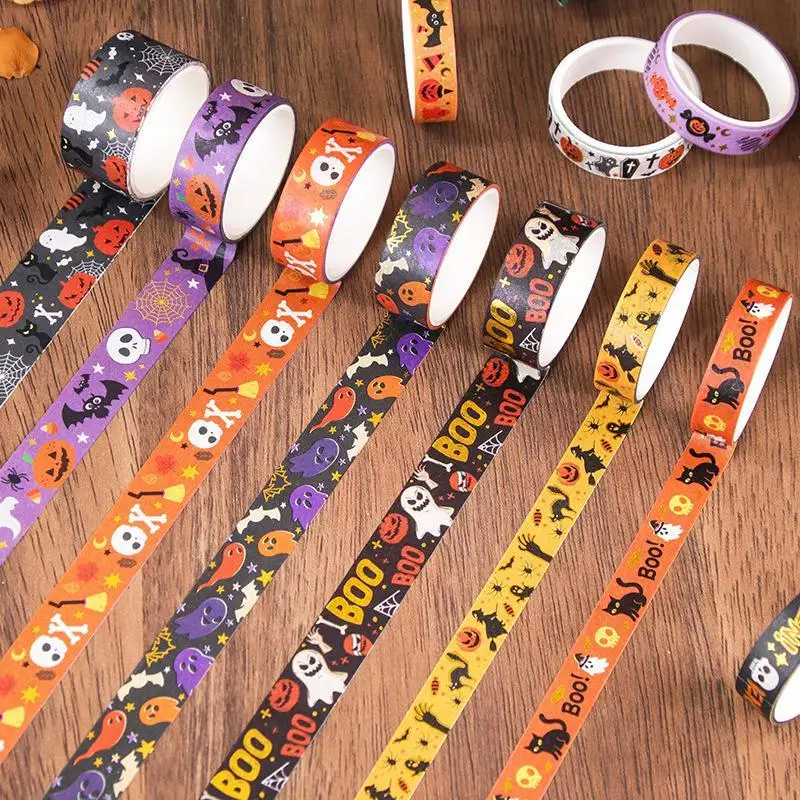 12 Rolls Halloween Decorative  Tape Set Skull Pumpkin Ghost Print Tape for Scrapbooking Art Craft Gift Wrapping