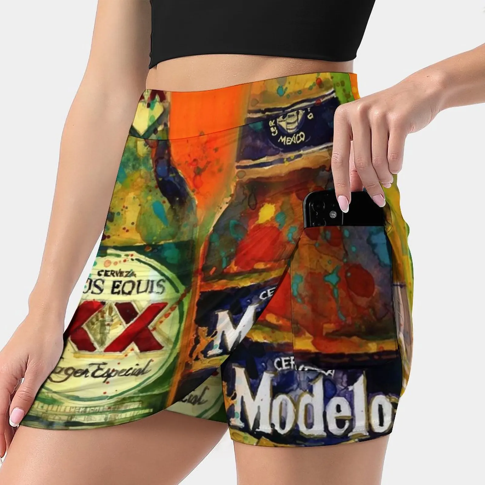 

Mexican Beers-Bright Colors-Bar Deco Women's skirt Sport Skort Skirt With Pocket Fashion Korean Style Skirt 4Xl Skirts Beer