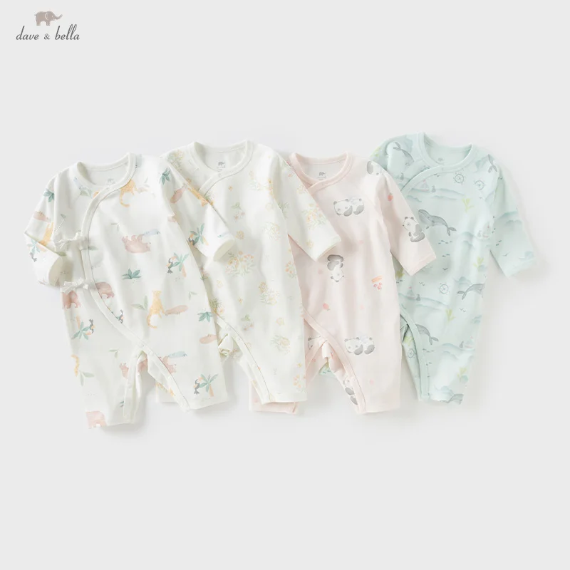 Dave Bella Baby Jumpsuit Newborn Creeper 2025 Spring Boys Girls Baby Romper Casual Cotton Comfortable Cute Print DB3237932-A