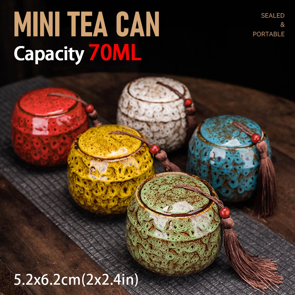 70ML Colorful Ceramic Canister Mini Memorial Pet Urn Sealed Canister Ash Storage Box Funeral Container Storage Memory Funeral