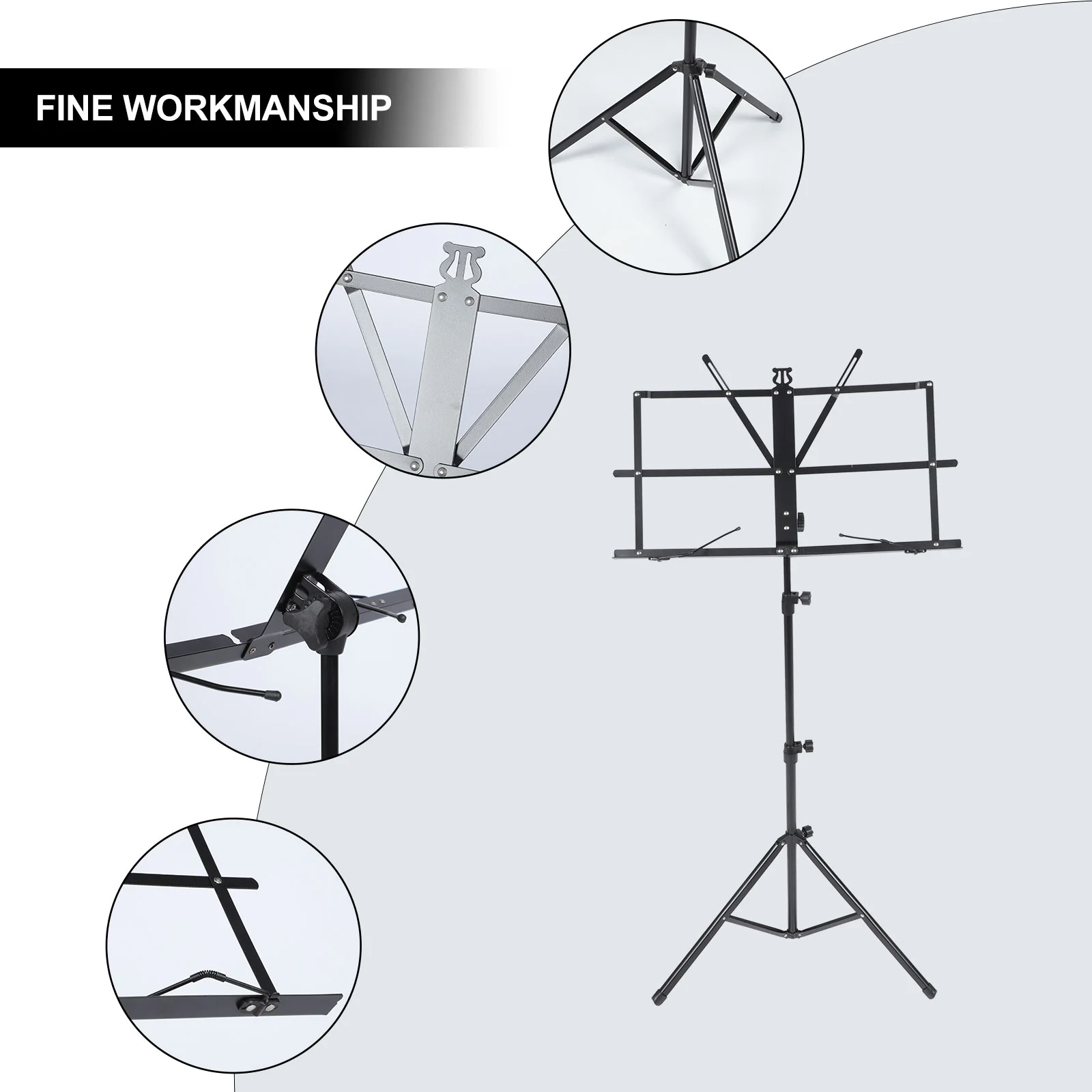 Music Stand Guitar Adjustable Reading Rack Manuscript Folding Score Oxford Cloth Universal Holder Instrument