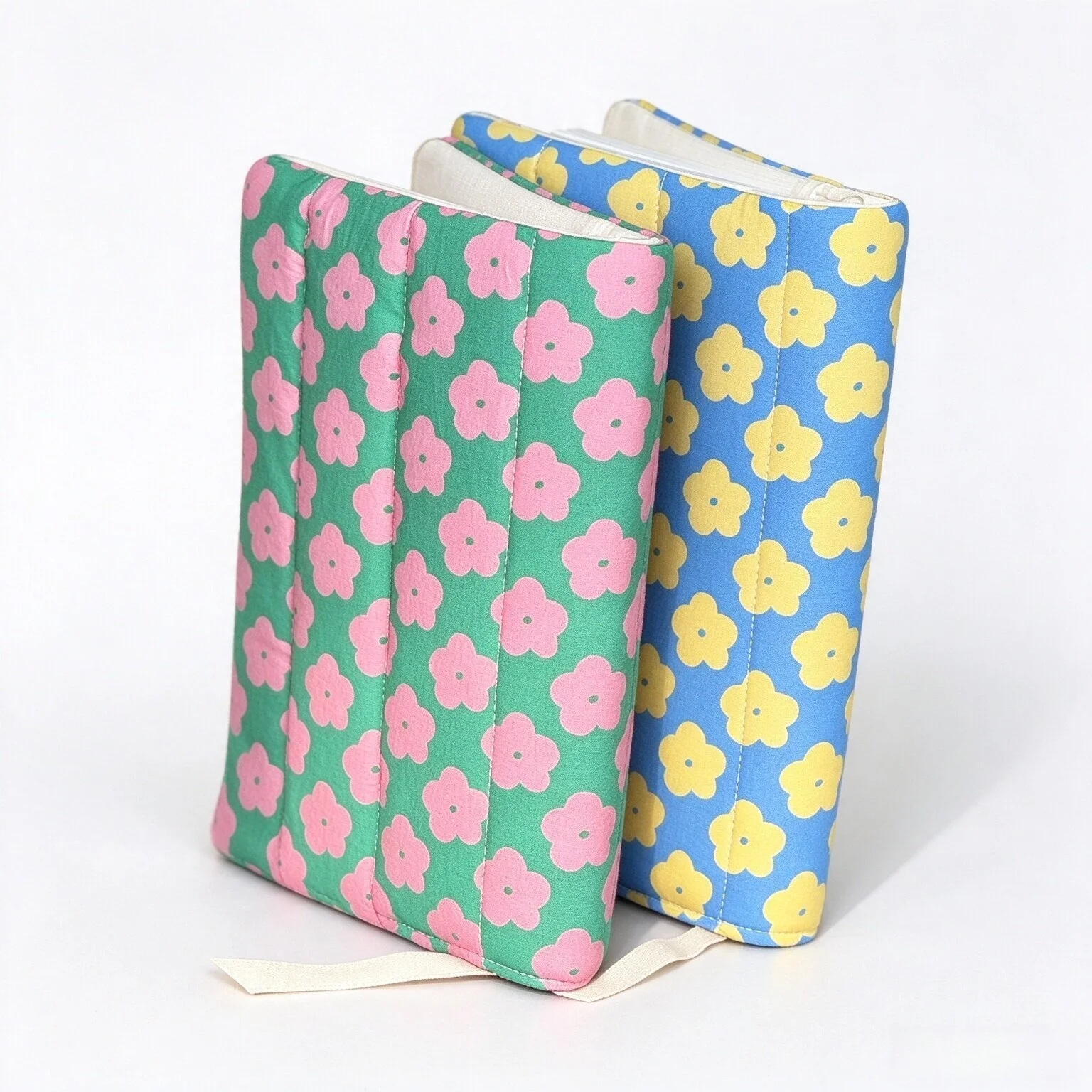 Floral Fabric Quilted Book Cover – Fresh Style Book Sleeve for Student Planners, Diaries & Notebooks