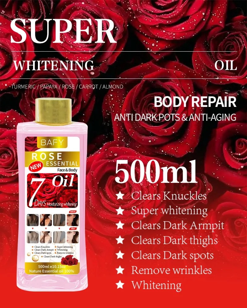 500 مللي/1000 مللي إصلاح وتفتيح 7 أيام، زيت أساسي لتدليك الجسم على الوجه مع 6 روائح مرطبة للعناية بالبشرة