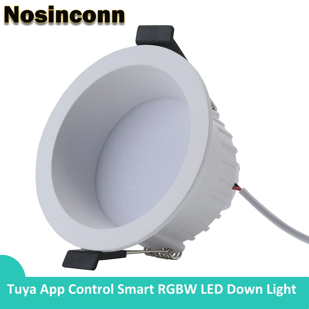 Tuya Smart LED Downlight Bluetooth LED Ceiling Recessed Down Light Dimmmable Spot Lamp 10W 15W RGB +CW+WW Changeable for Kitchen