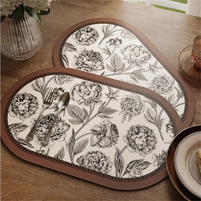 Luxury Retro Placemats for Dinner Table,Washable Leather Place Mat,Non-Slip,Heat Resistant,Indoor Dining Table Decor,