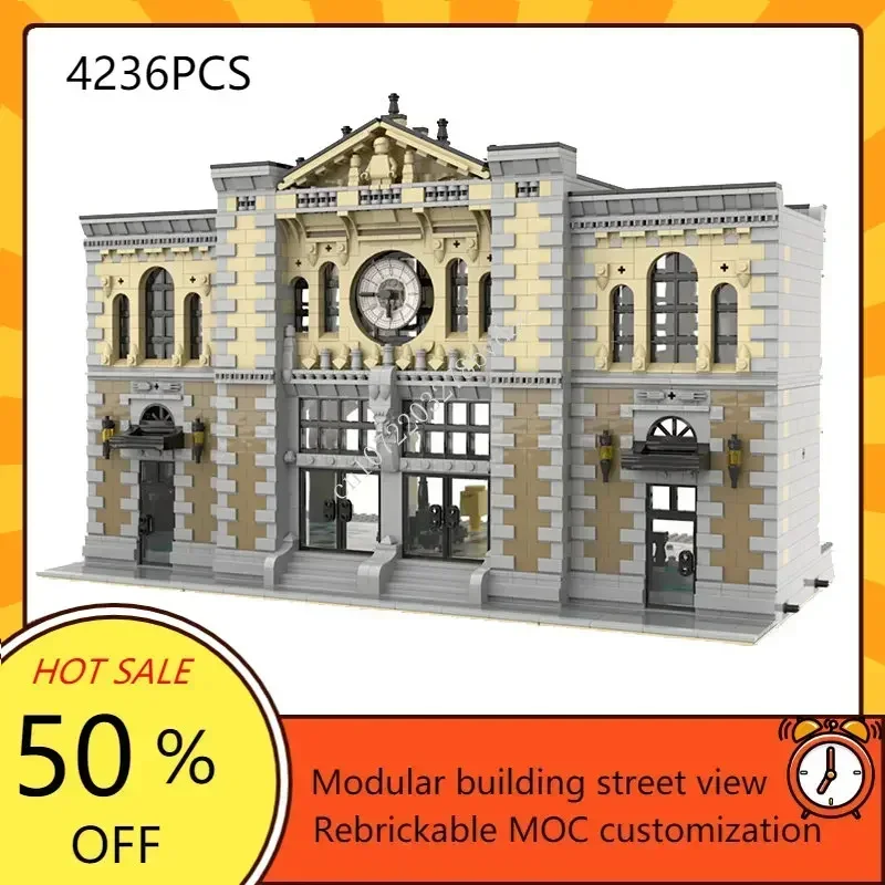 

4236PCS Train Station Modular MOC Creative street view Model Building Blocks Architecture DIY Education Assembly Model Toys Gift