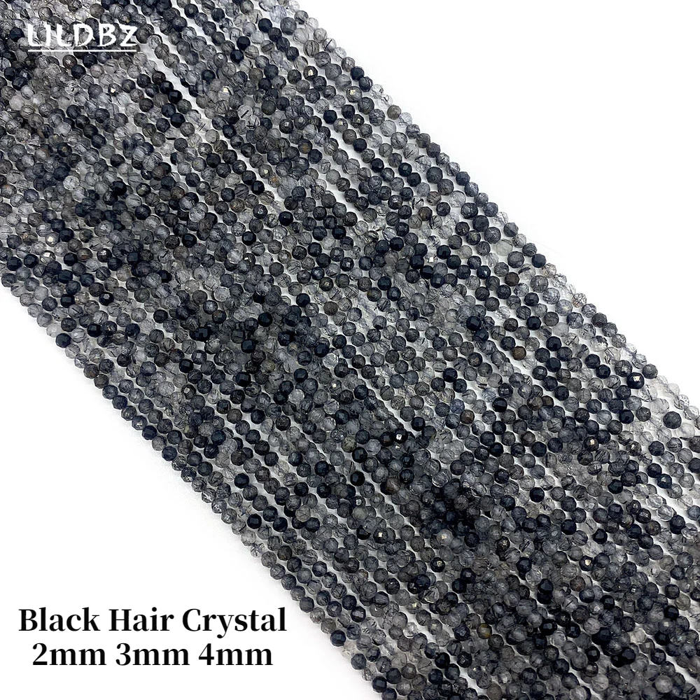 Natural Stone Black Hair Crystal Faceted Exquisite Beads 2mm3mm4mm for Jewelry Making DIY Necklace Bracelet Earring Accessories